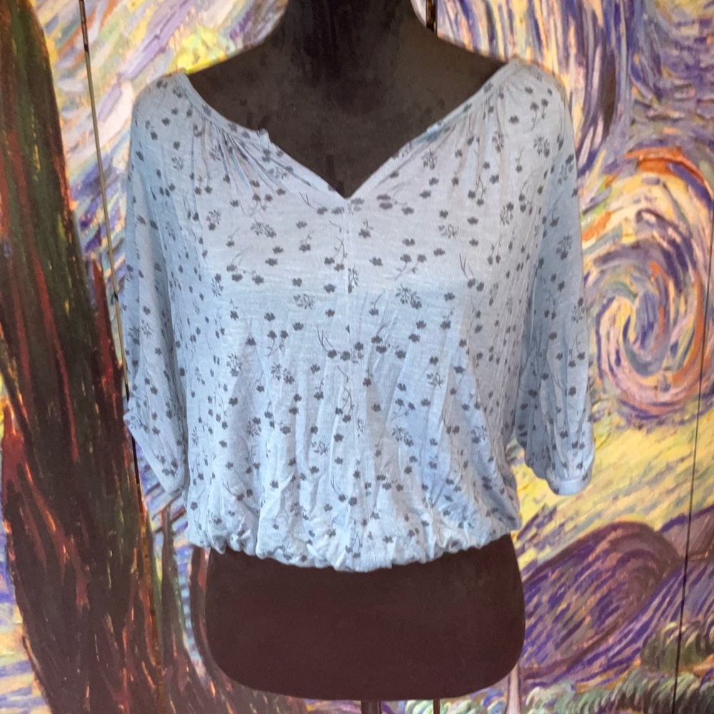 Lucky Brand small blue peasant top - Picture 2 of 3